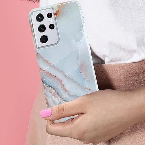 Miniatura 3 de J.west Funda para Galaxy S21 Ultra 5G, diseño de lámina fina de ópalo brillante translúcido transparente colorido perlado brillante estampado floral