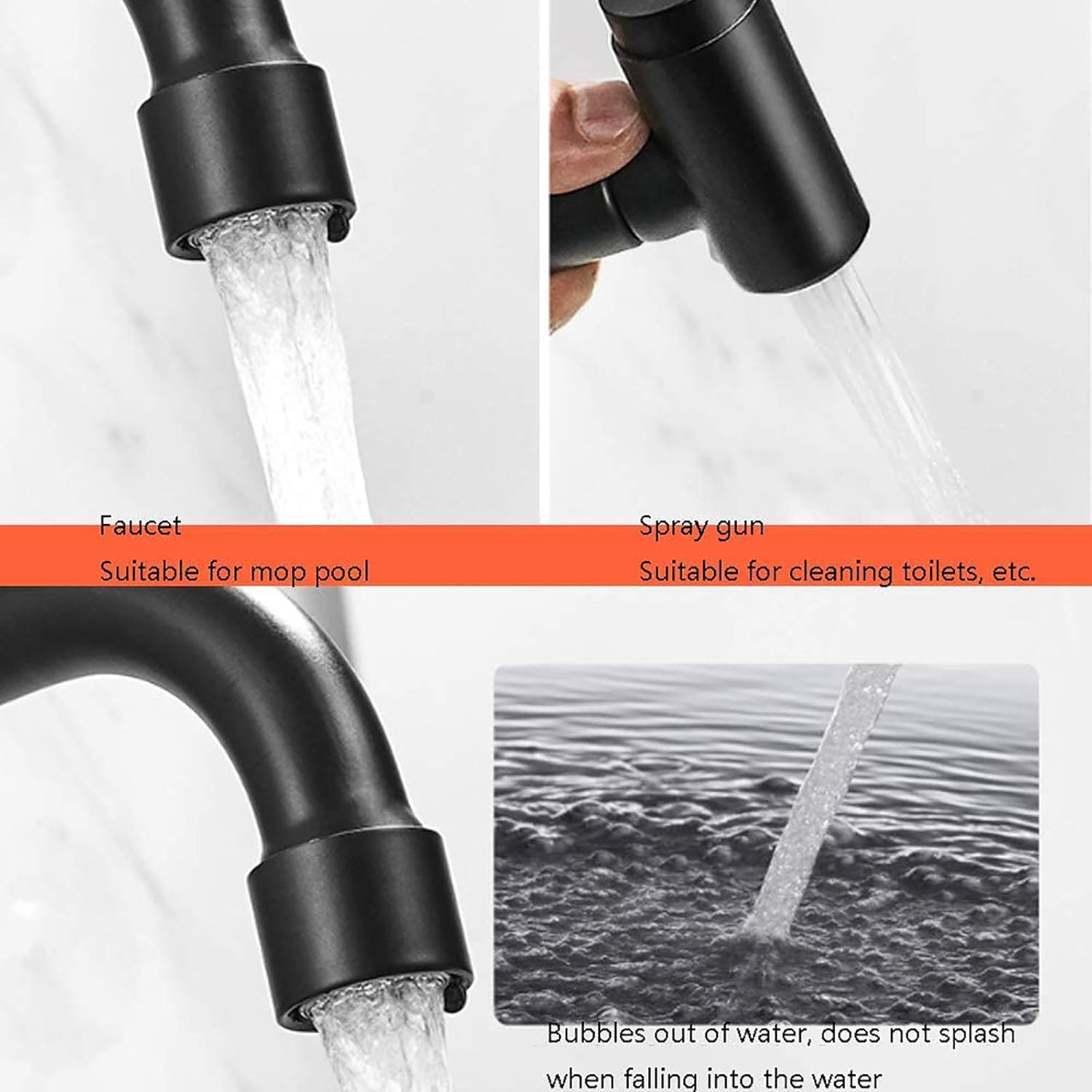 Handheld Bidet Sprayer for Toilet, Black Bathroom Cloth Diaper Sprayer Set Single Cold Water Bidet Sprayer Kit with PVC Shower Hose for Balcony, Wash Mop Pool