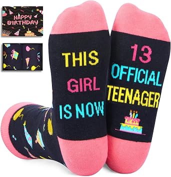 HAPPYPOP Birthday Gift Ideas for Daughter - 13-18 Year Old Birthday Socks for Teen Girls