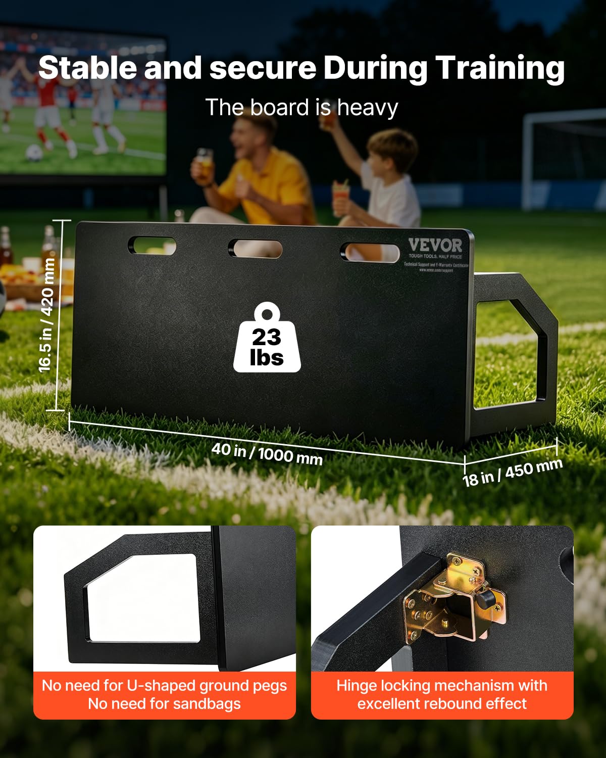 VEVOR Pedana da Rimbalzo da Calcio, Muro da Calcio Portatile 40"X16" con Rimbalzo a 2 Angoli, Pedana da Rimbalzo Pieghevole in HDPE, Attrezzatura da Allenamento Pratica di Passaggio e Tiro
