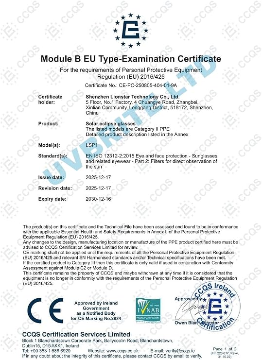 UVBrite 2-12 PACK Solar Eclipse Glasses CE and EN ISO 12312-2 Certified | Conforms to PPE Regulation (EU) 2016/425 - Filters for Direct Observation of the Sun | Total Eclipse 12 August 2026 Spain-UK