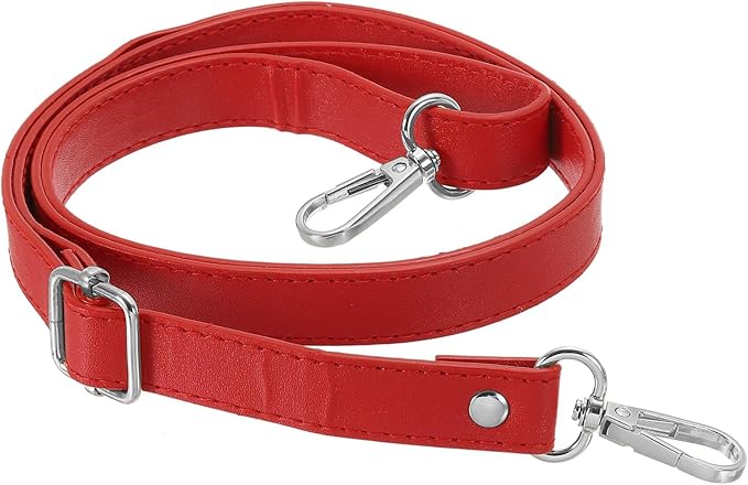 PATIKIL Leather Purse Strap Replacement 51 Inch, Adjustable Shoulder Crossbody Replacement Strap with Silver Hardware, Red