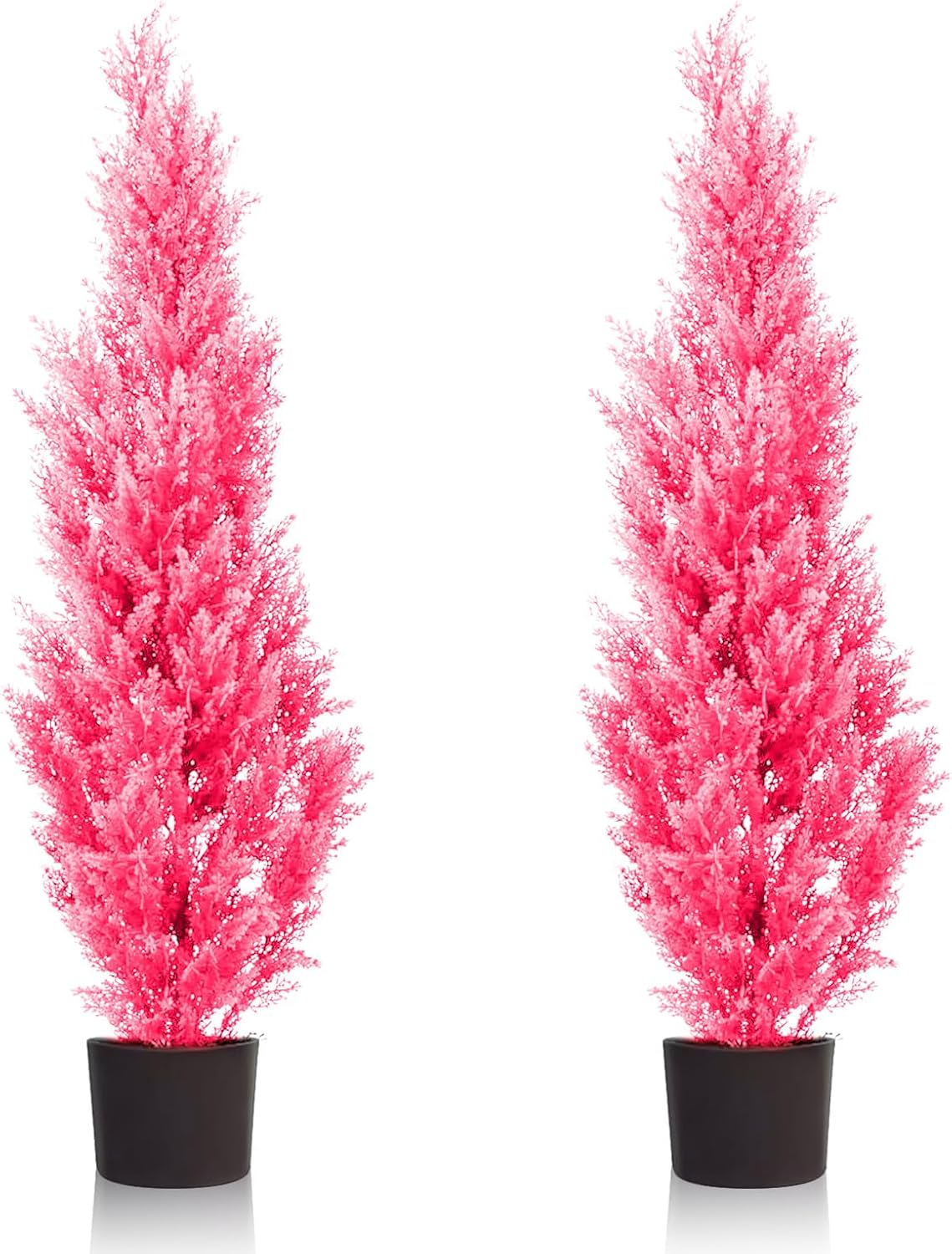 Artificial Topiary Cedar Tree, 60 inch Tall (2 Pieces), outdoor artificial tree Pot Faux Evergreen Fake Pine Cypress Trees Plant, UV Rated Artificial Greenery Set for Outdoor Indoor Front Porch Garden
