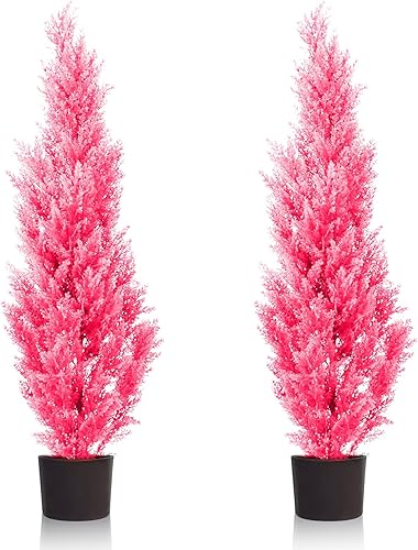 Miniatura 9 de Árbol de cedro topiario artificial de 6 pies, árboles artificiales de 70 pulgadas de altura para exteriores, plantas falsas realistas