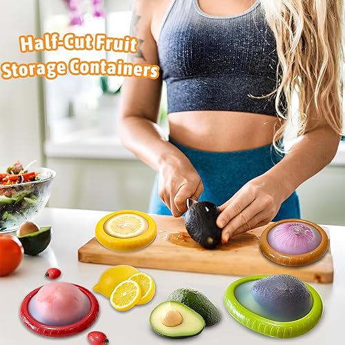 Miniatura 4 de Ahorro de aguacate mejorado y almacenamiento de cebollas, juego de 4 cajas de almacenamiento antioxidación de frutas y verduras para refrigerador,