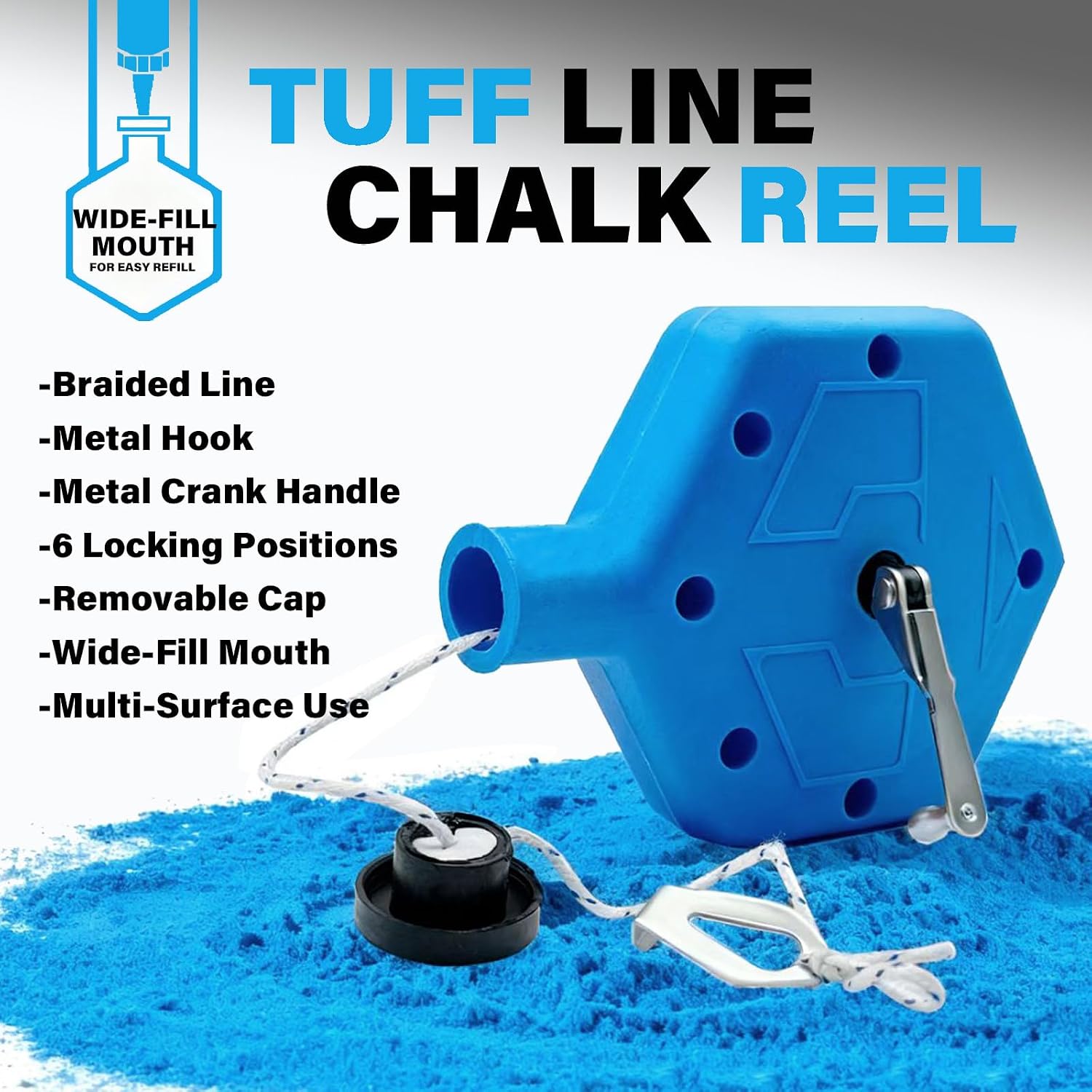 2PCS Heavy Duty Chalk Line, Professional Construction Marking Tool, 100-Foot Line, Ergonomic Design, for Measuring and Layout (Blue and Orange)