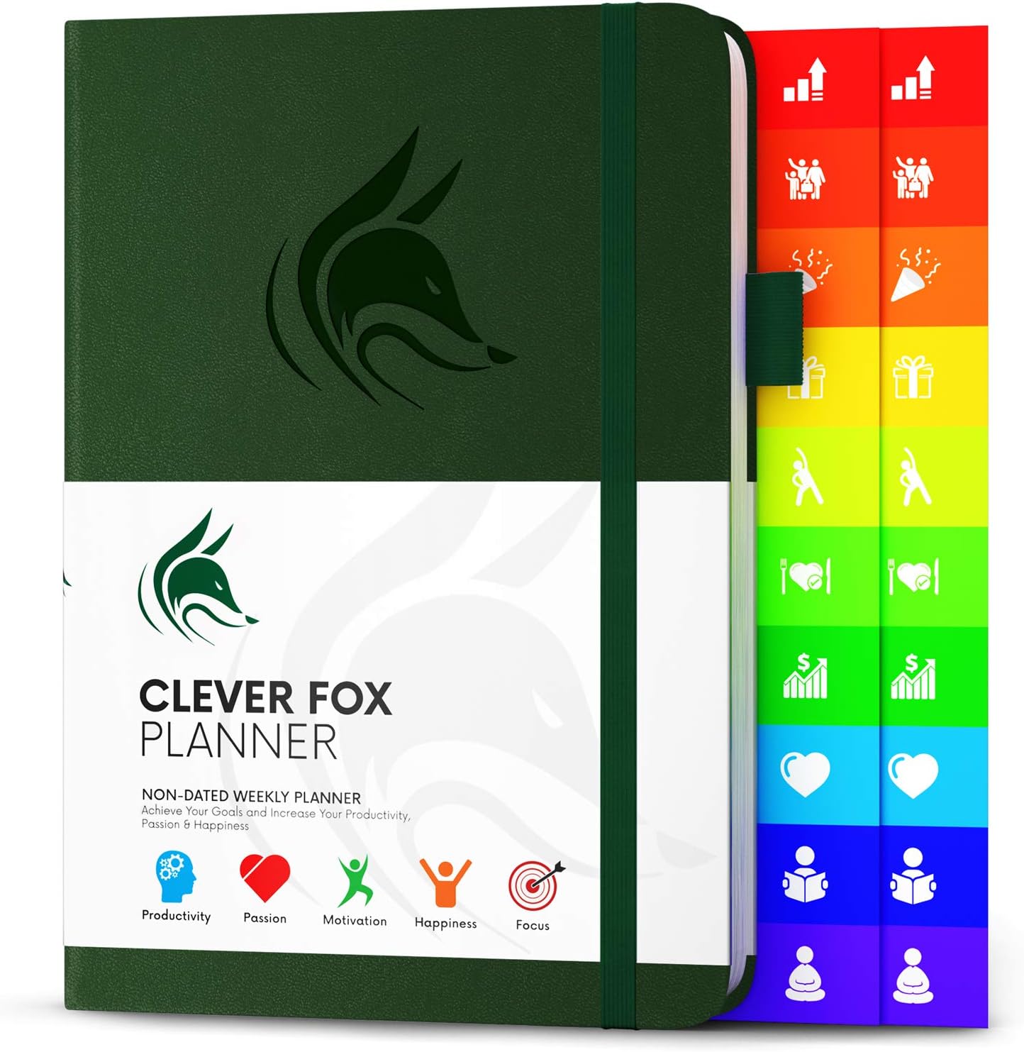 Clever Fox Planner - Undated Weekly & Monthly Organizer Journal for Productivity Time Management & Goals - A5 (Dark Green)
