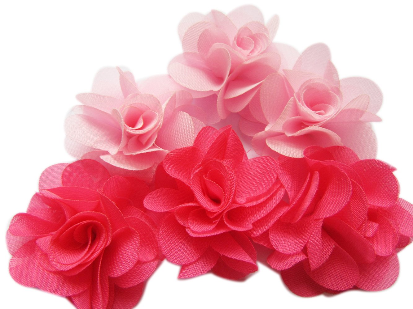 YYCRAFTPack of 30 Chiffon Flower 2" Hair Flower Headband-Pink/Hot Pink