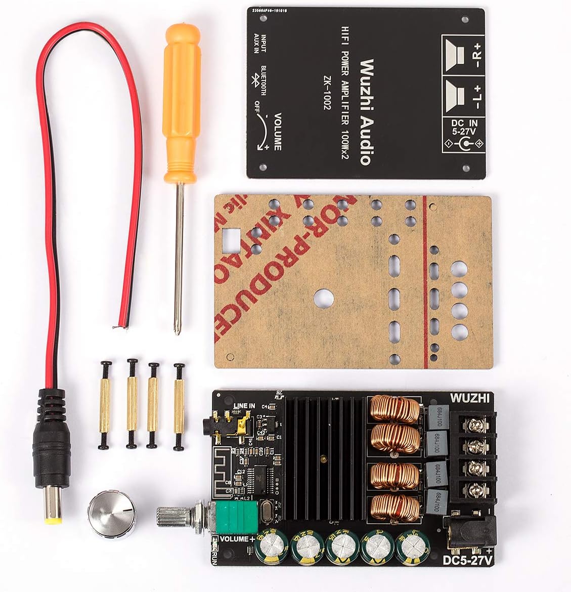 200W Bluetooth 5.0 Power Amplifier 2 Channel Hi-Fi Stereo Audio Amp Home Desktop Car Speaker DC8-24V