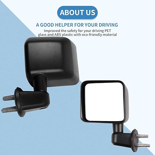 Miniatura 7 de ECCPP Espejo lateral del conductor, espejos retrovisores negros izquierdos, plegado manual para Jeep Wrangler 2007-2017