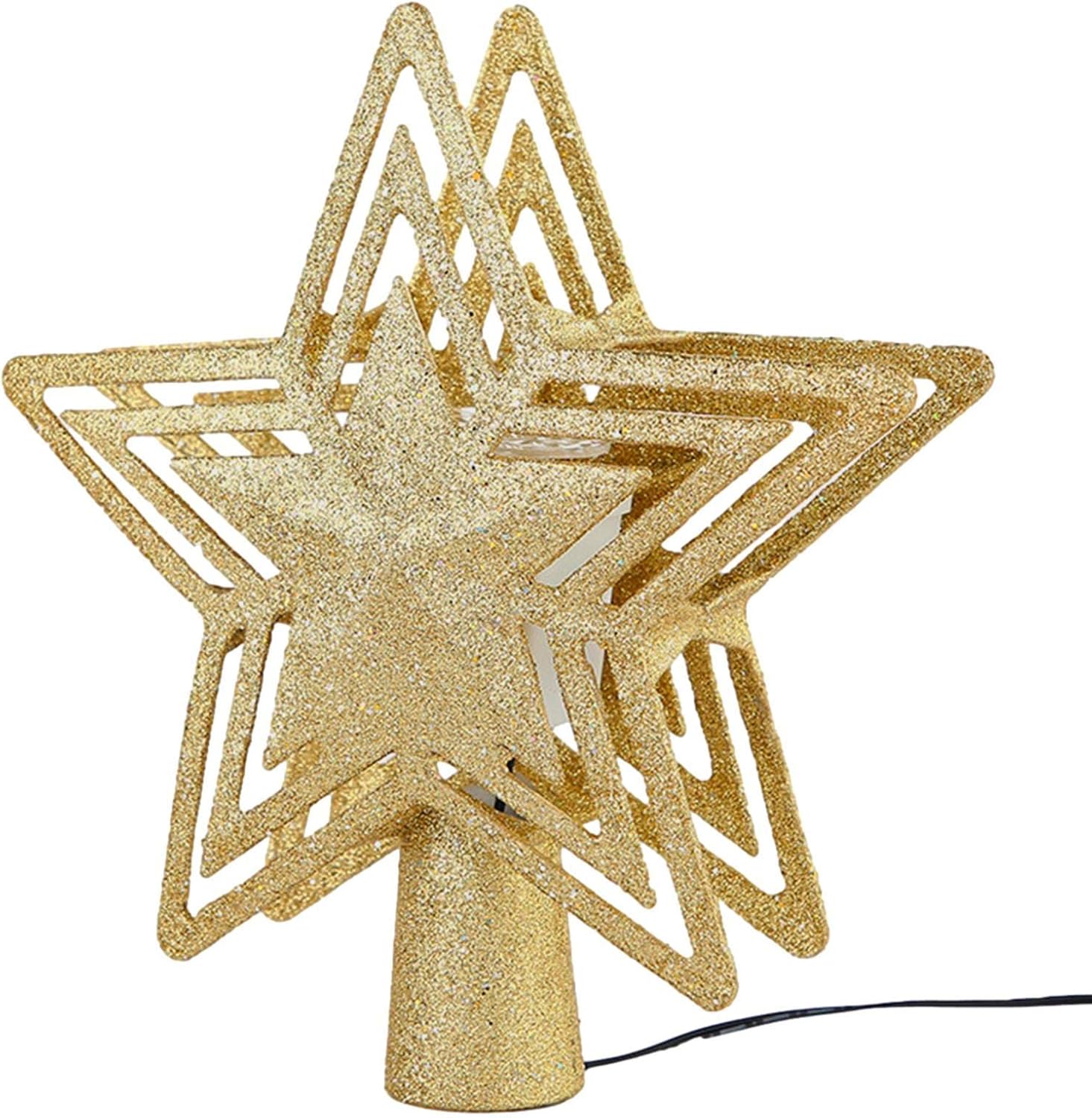 Amazon.co.jp クリスマスツリースター LED プロジェクション ライトで照らされたスター ツリー トッパー,星のツリートップ