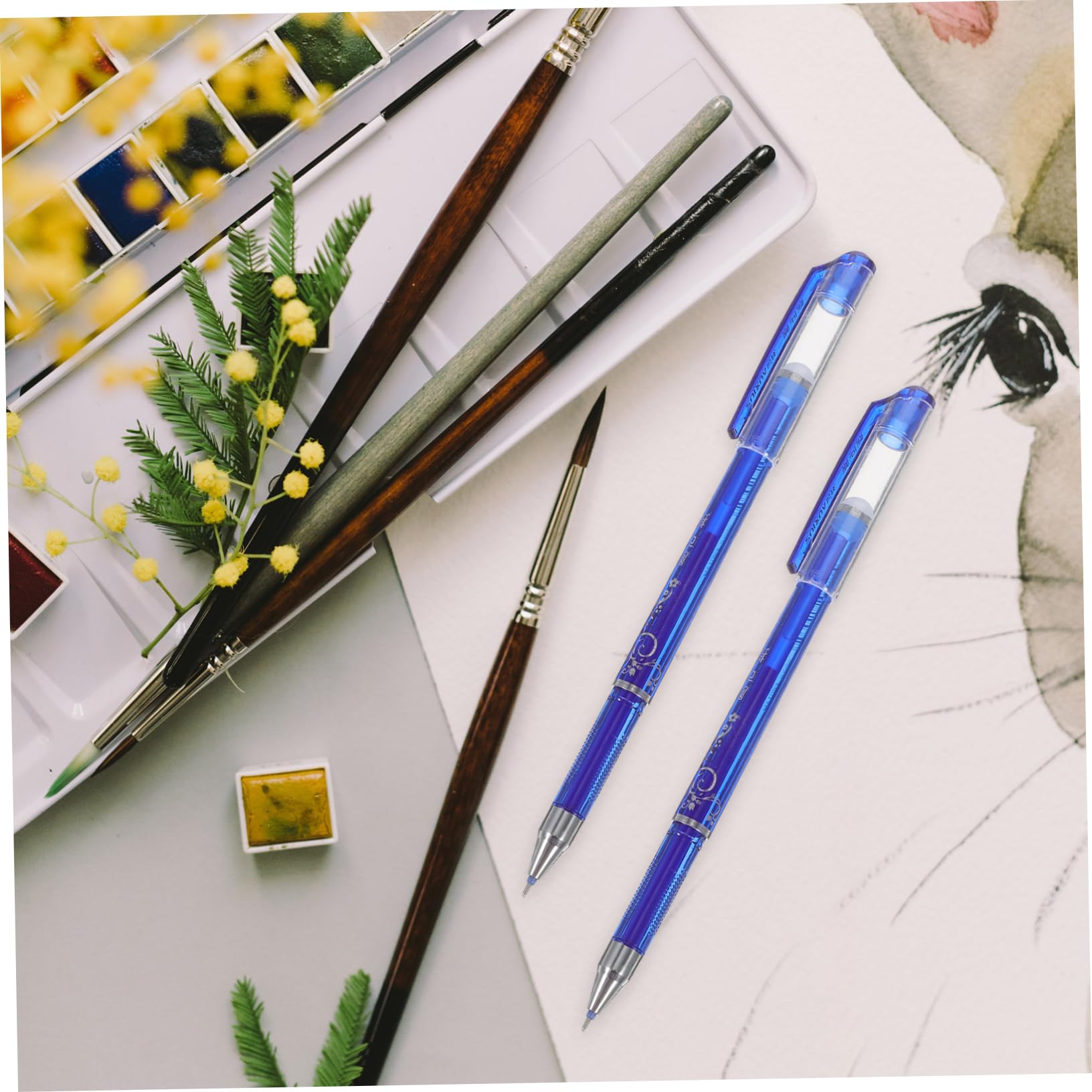Lurrose 36 Pièces stylo effaçable stylos à bille noir s gel noirs de prise de notes effaçables erasable pen bleu chinois pour écrire 0,5 encrer Blue