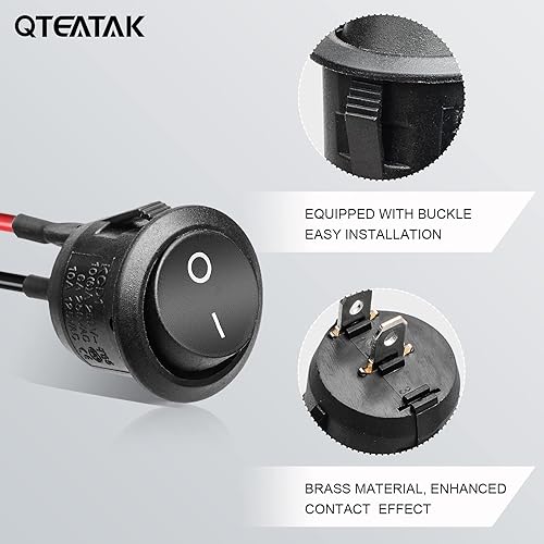 Miniatura 3 de QTEATAK KCD1 OnOff Pre-Wired 2-Pin 2-Position Snap 10A125V, 6A250V Round Boat Rocker Switch-5Pack
