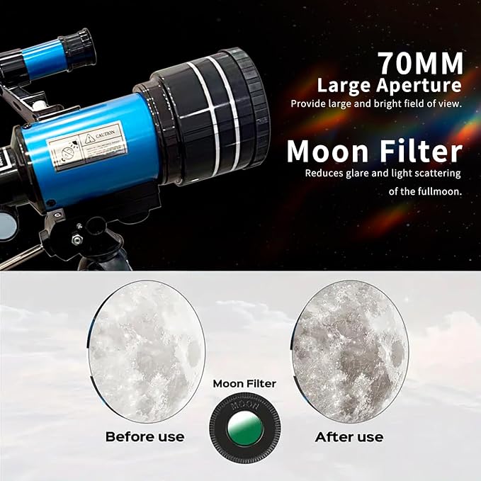 Telescopio Astronómico 15-150X 70mm Apertura Portátil miniatura 5