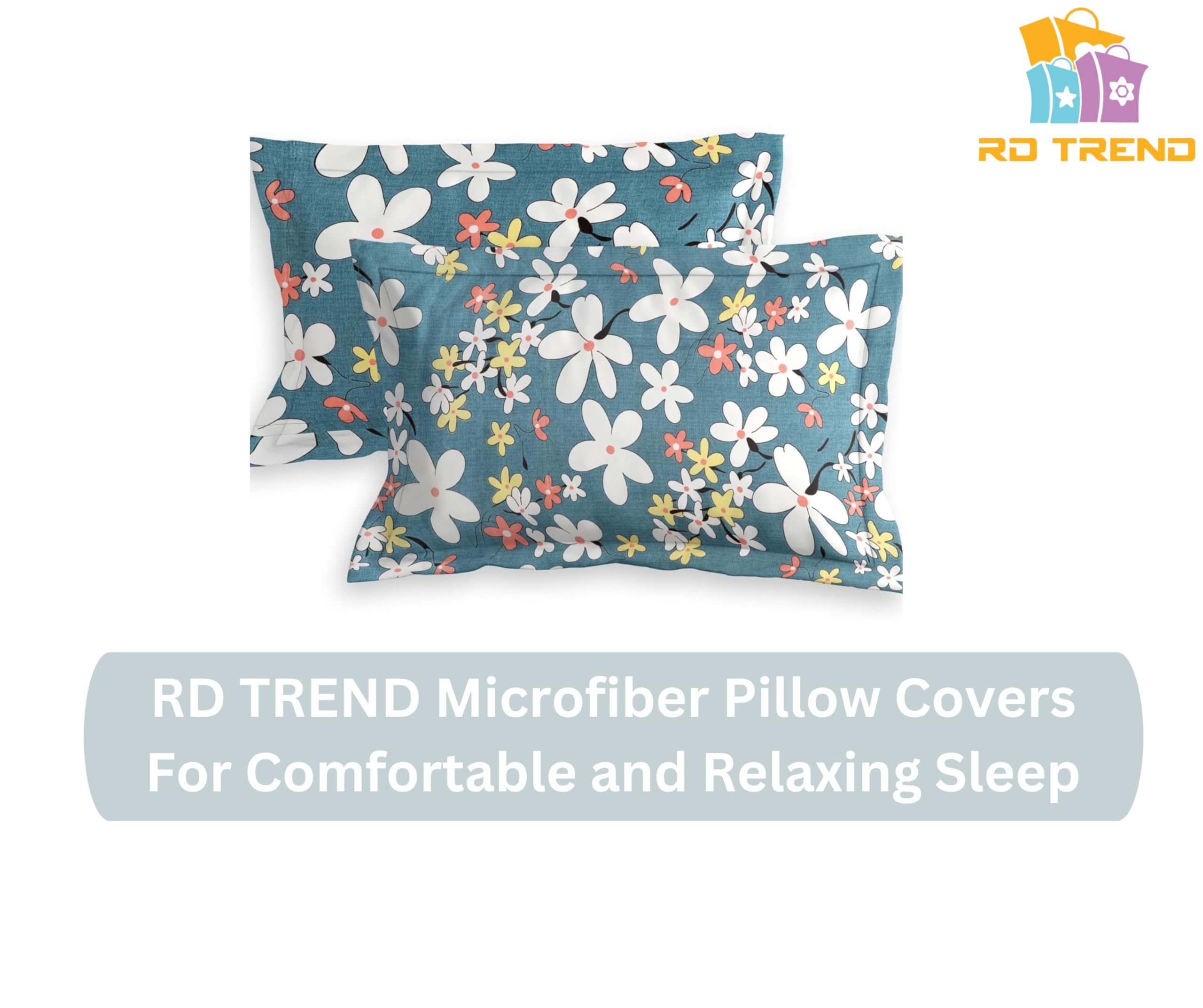 RD TREND Pillow Covers - Floral Cotton Set of 2 -5 RD TREND Pillow Covers - Floral Cotton Set of 2 -5