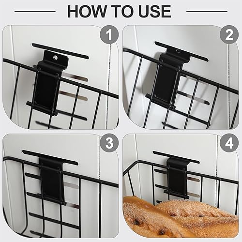 Miniatura 5 de Eaasty 1 cesta de metal ventilada para pared de pizarra, accesorios colgantes para pared de pizarra, accesorios para almacenamiento en paneles de