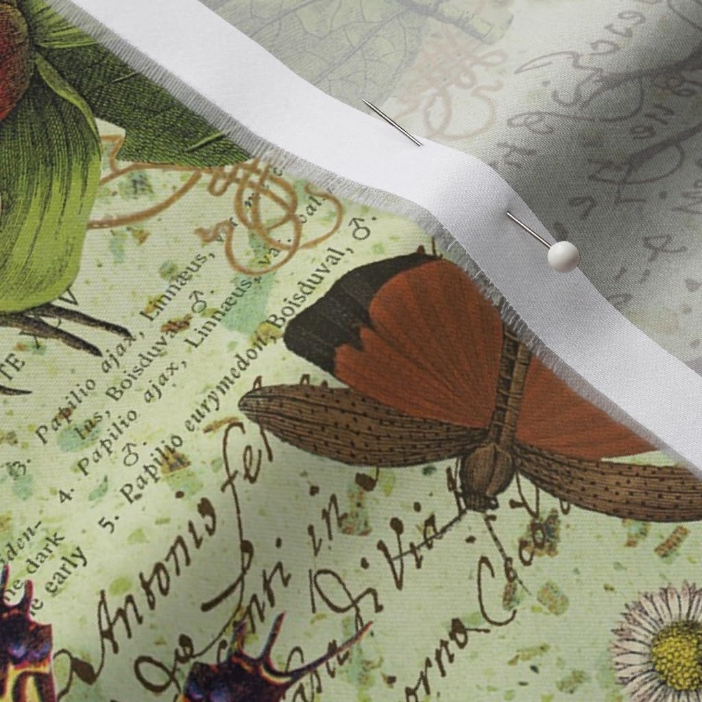 Spoonflower Fabric - Botanical Print Printed on Organic Cotton Sateen Fabric by The Yard - Sewing Quilting Apparel Home Decor