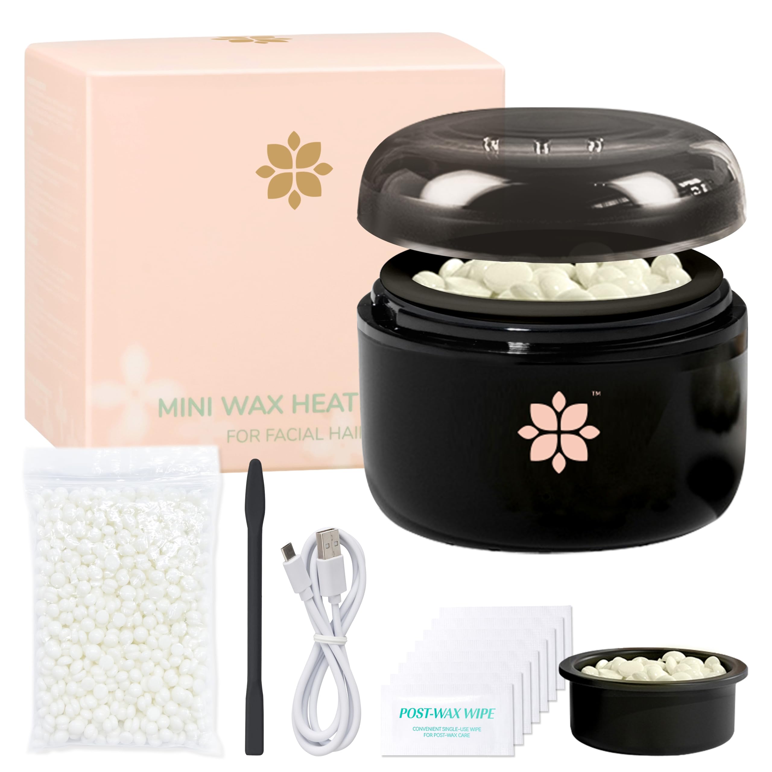 MINI - Kit calentador de cera dura termofusible para depilación con cera de 50 g, axilas, bikini brasileño, cuerpo facial, axilas, rápida eficiencia, depilación de salón en casa, regalo para mujeres y