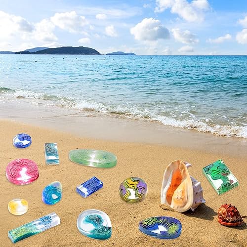 Miniatura 7 de SENHAI 7 moldes de resina para colgante de isla, moldes de silicona epoxi estilo océano para hacer manualidades, colgante, llavero, joyería