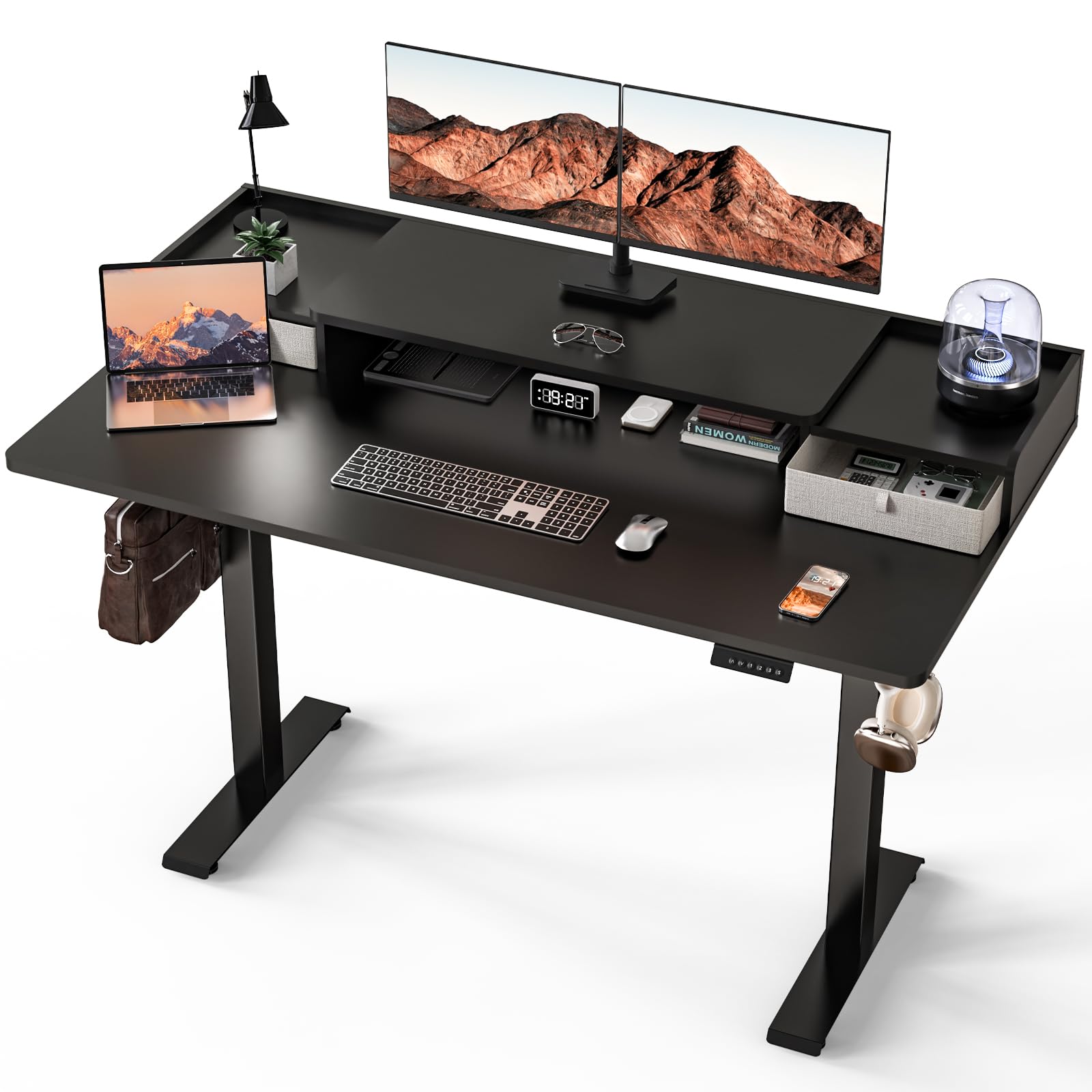 Kingant 63 x 30 Inch Electric Standing Desk with Dual Drawers, Adjustable Height Computer Desk for Home Office, Large Workstation Sit Stand Up Desk