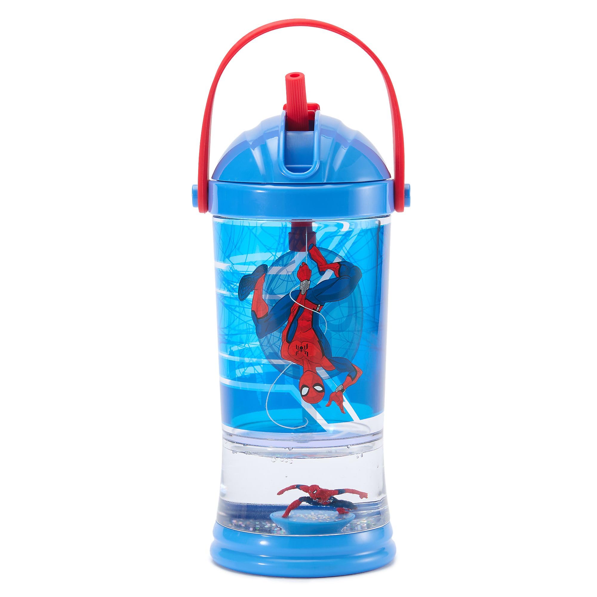 Disney Store Official Spider-Man Snow Globe Straw Tumbler โ Glitter Base, Flip-Top Straw and Carry Strap, 19cm in height and holds 310ml โ image 1