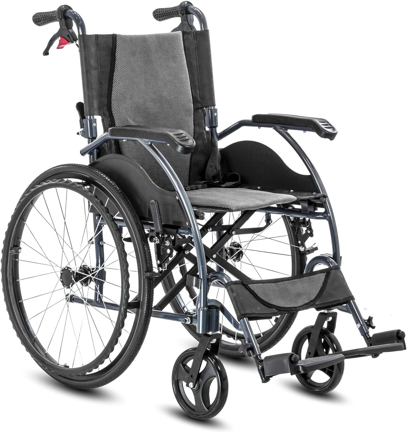 Elegant Breeze Premium Imported Ultra Lightweight Wheelchair With Seat Belt - Crest Series -Grey