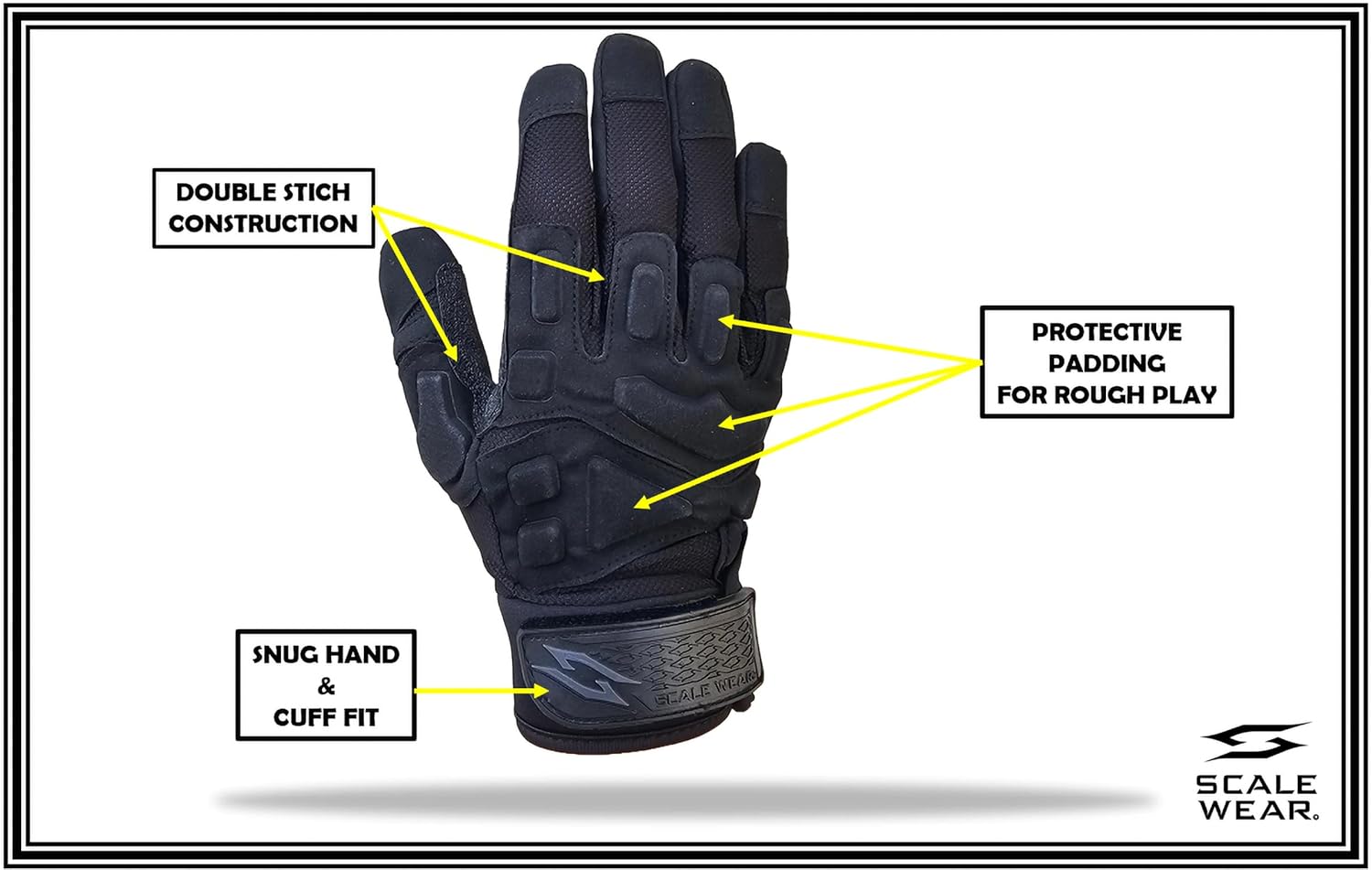 Stealth Padded Football Lineman Gloves – Black, Battle College Lineman, Be a Villain Not a Joker with Padded Stealth Football Gloves with Padded Protection, Youth, Kids, Men, Boys, Small to XXL Sizes