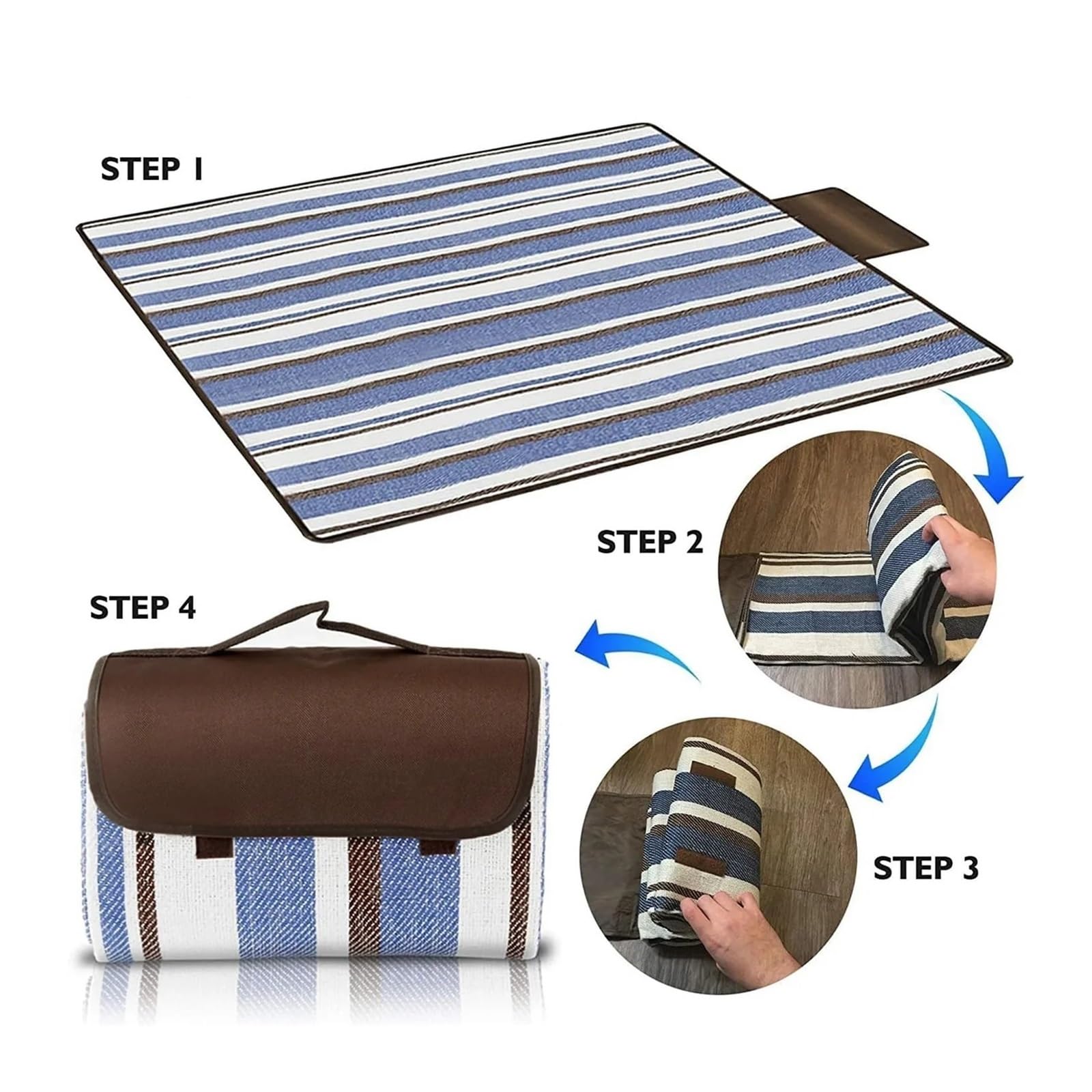 Generico Mantas de Picnic Plegables for Exteriores, Extra Grandes, Estera Playa(Black White Grid,200cm X 150cm)
