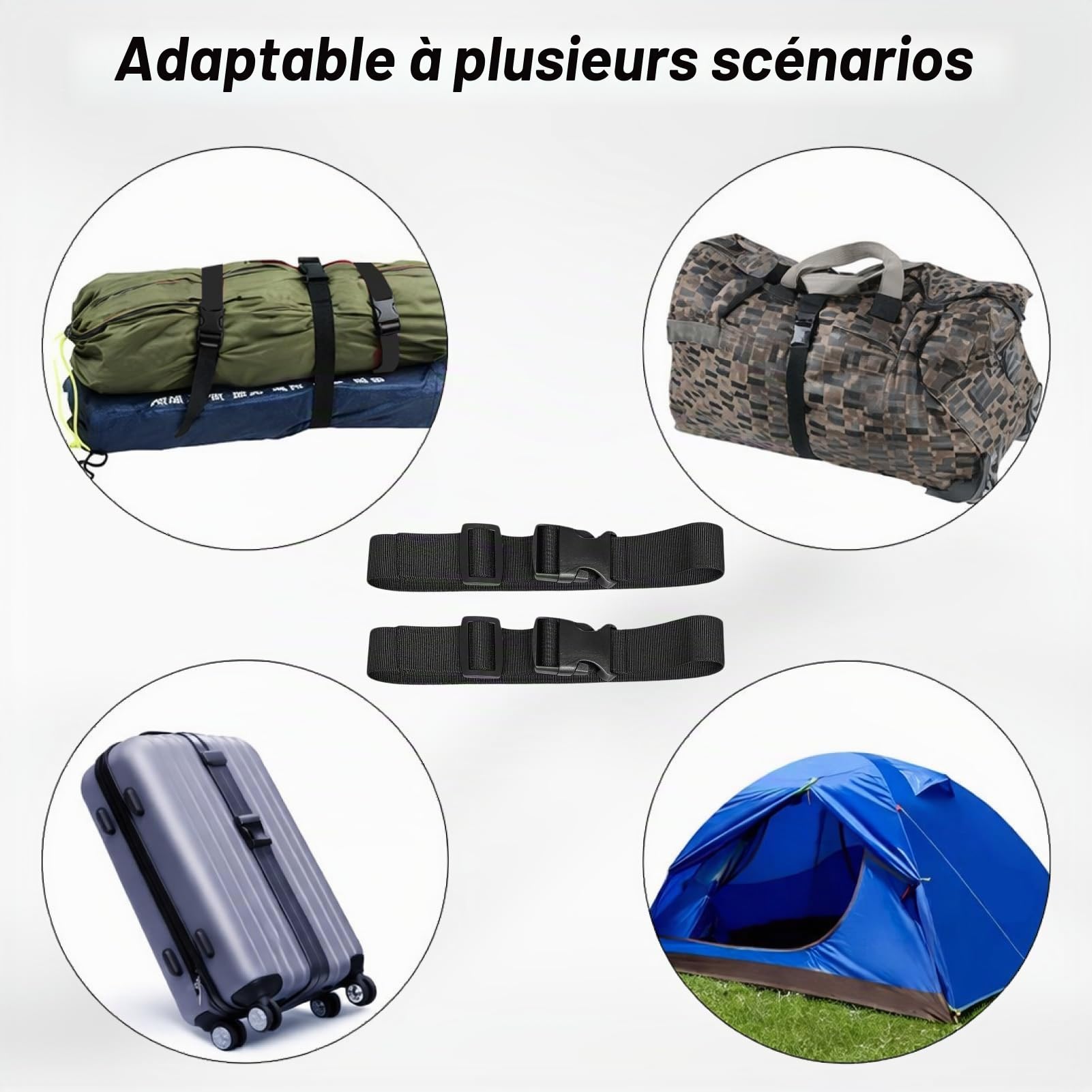 Lot De 4 Sangle Poitrine A Dos Réglable, Sangle pour Sac Boucle Rapide, Poitrine Nylon Robuste, Confort et Antidérapant, Réduit la Pression, pour Randonnée Camping Voyage Course (2,5cm x 100cm, Noir)