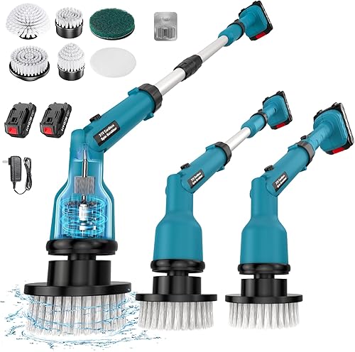 Uaoaii Limpiador eléctrico giratorio de 21 V, lo hace todo limpio Potente cepillo de limpieza giratorio inalámbrico con 2 baterías para baño,