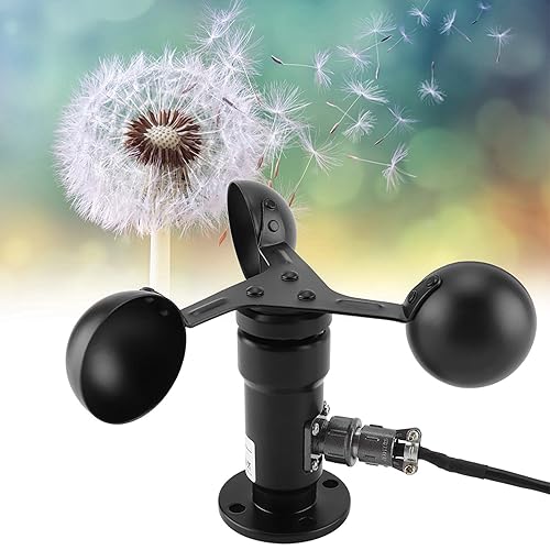 Miniatura 4 de TOPINCN Sensor de viento, detector de velocidad del viento 4-20mA Salida de señal de pulso de aleación de aluminio 360 grados sensor de velocidad