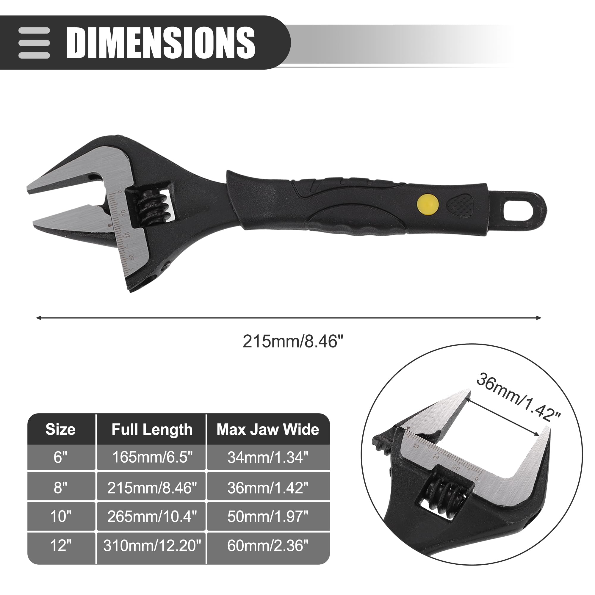 Motoforti Adjustable Spanner Wrench Tool Set, 6" 8" and 10" Size, Steel, Black, 6",8",10" - Image 4