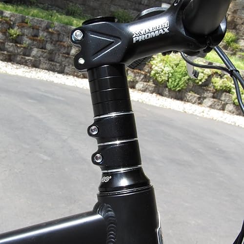 Vista 35 de TRIWONDER Adaptador de vástago de bicicleta para MTB, BMX, bicicletas de montaña, elevación de cabeza de aleación de aluminio 01 Negro