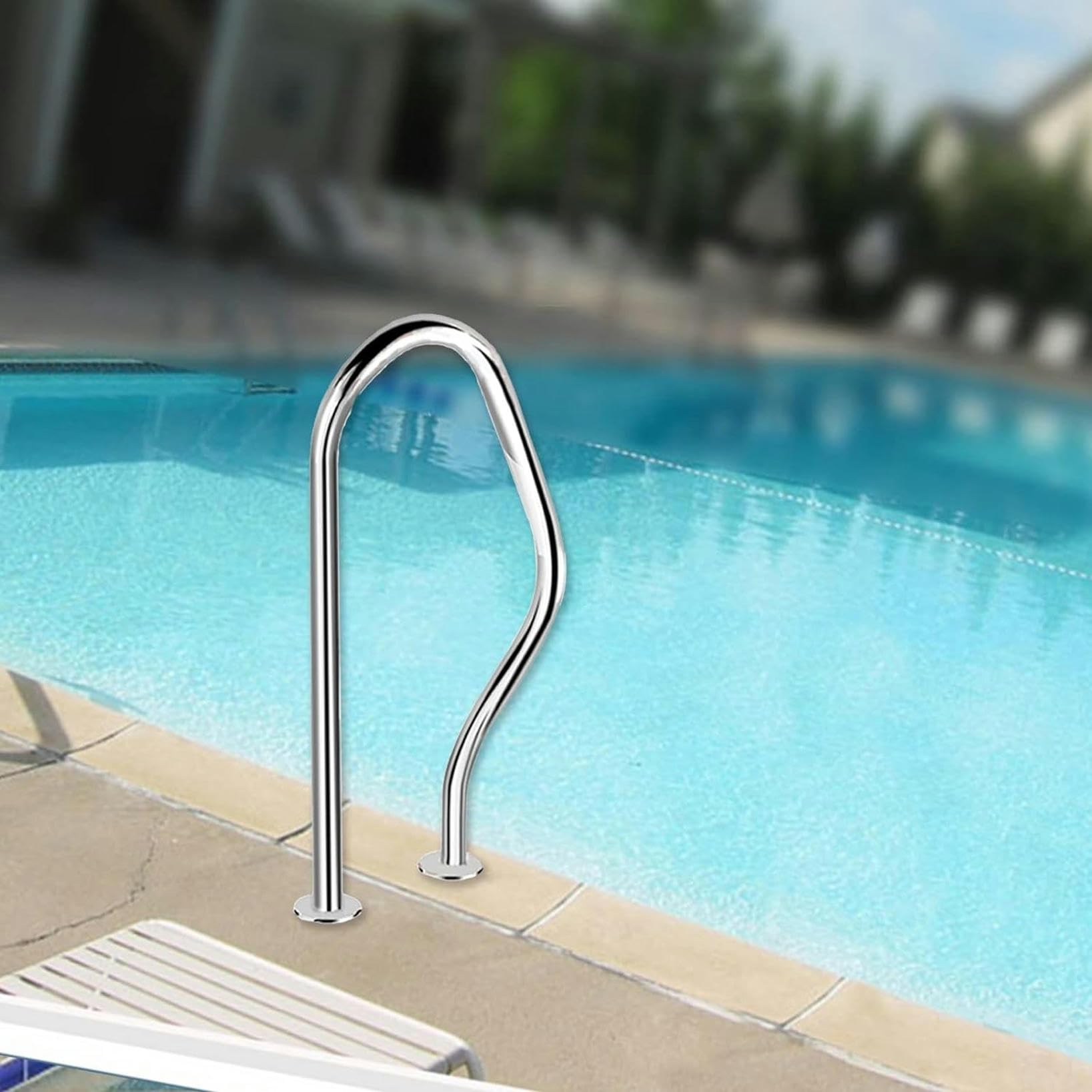 Swimming Pool Safety Hand Rail Pool Handrail Swimming Pool Handrail, Stainless Steel Pool Grab Handle, Curved Spa Railing,Silver Pool Stair Hand Rail for Swimming Pools, Incline Layers, Water Park