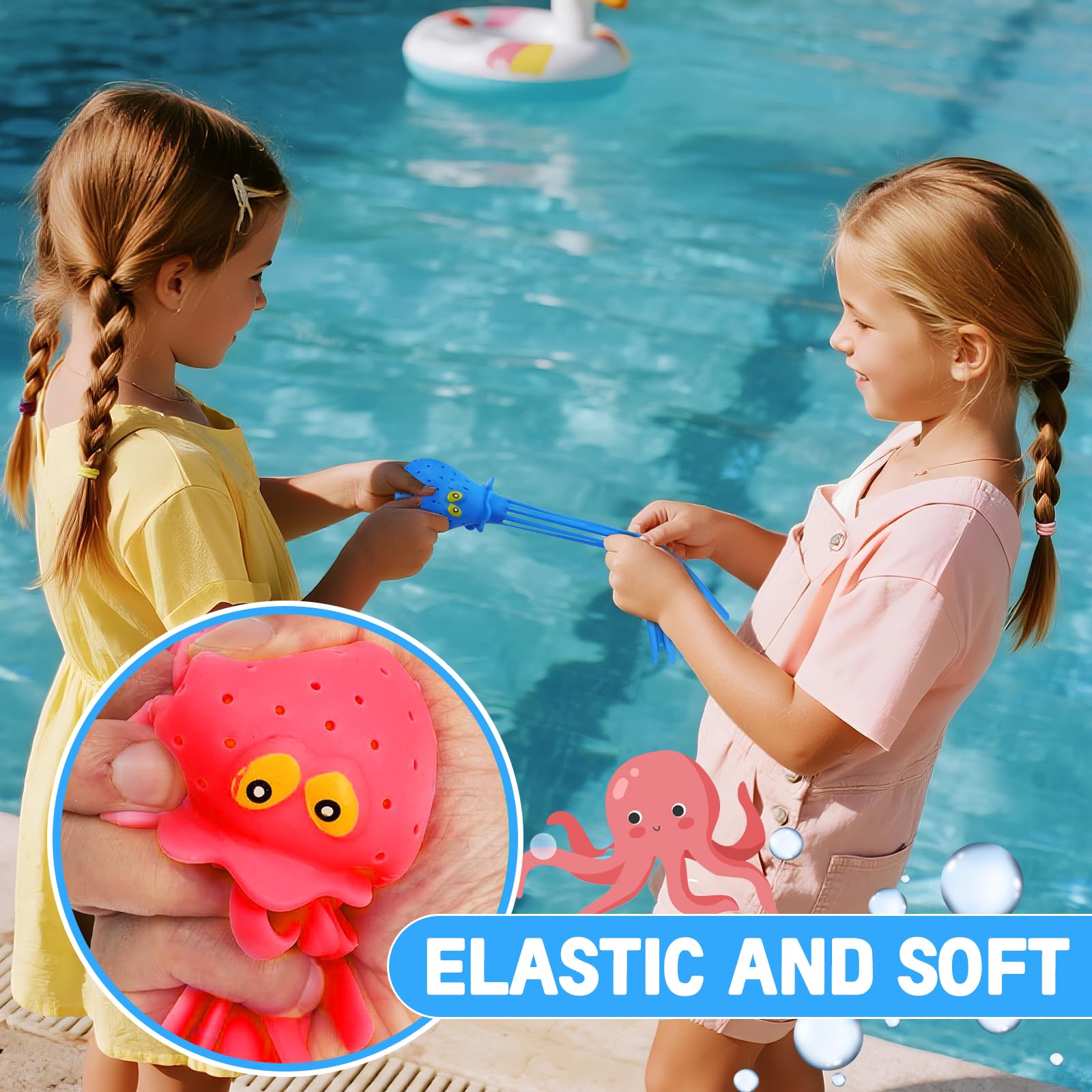 4 Pezzi Giocattolo Medusa ad Acqua, Giocattolo Fidget Morbido Galleggiante per Bagnetto, Giocattolos Divertente per Piscina, Regalo di Vacanze Estive per Bambini
