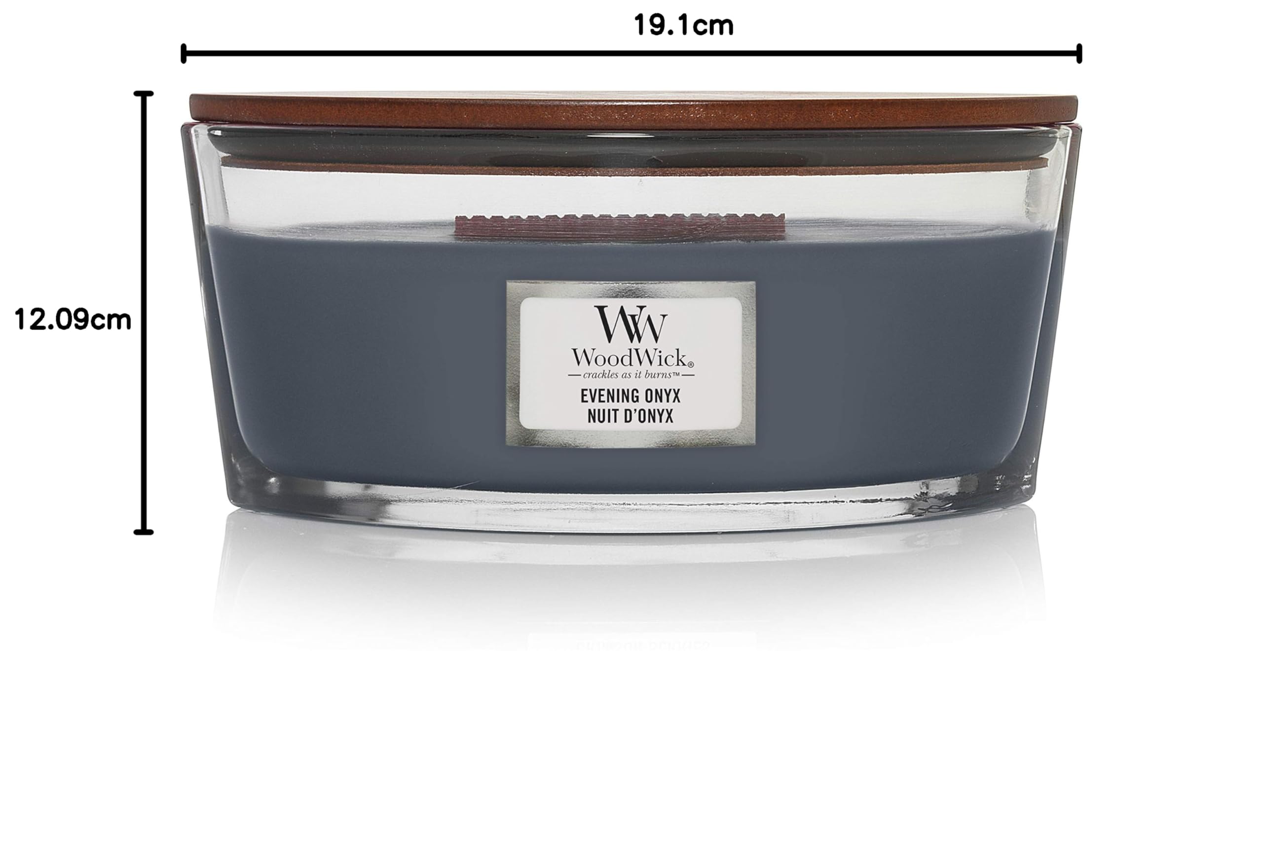 Woodwick Ellipse Candela Profumata Con Stoppino Scoppiettante, Notte Color Onice, Fino A 50 Ore, Grigio (Notte Color Onice), Large
