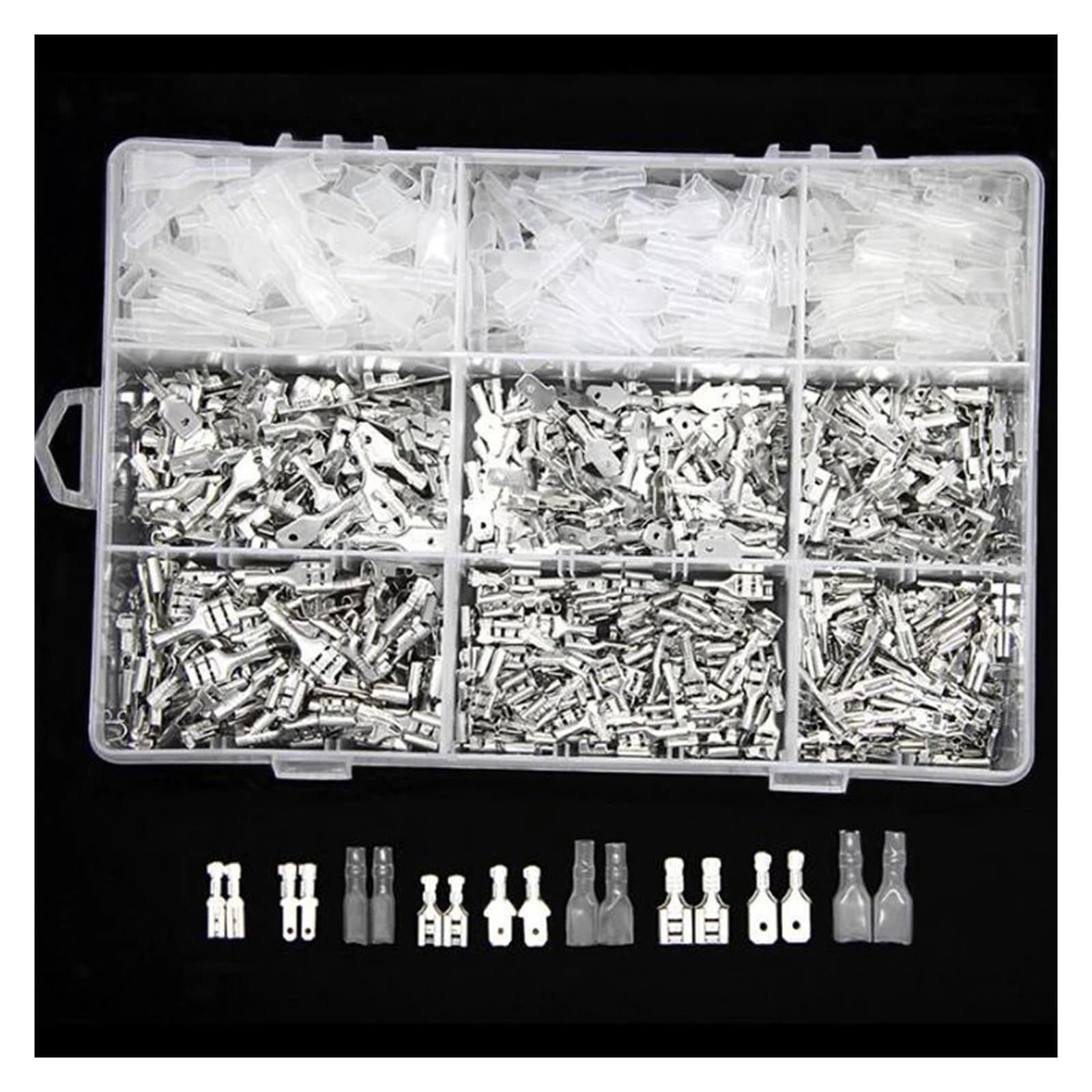 Stecker 900 Teile/Satz Isolierte Elektrische Draht Crimp Terminals 2,8/4,8/6,3mm Flachstecker Sortiment Kit mit Box