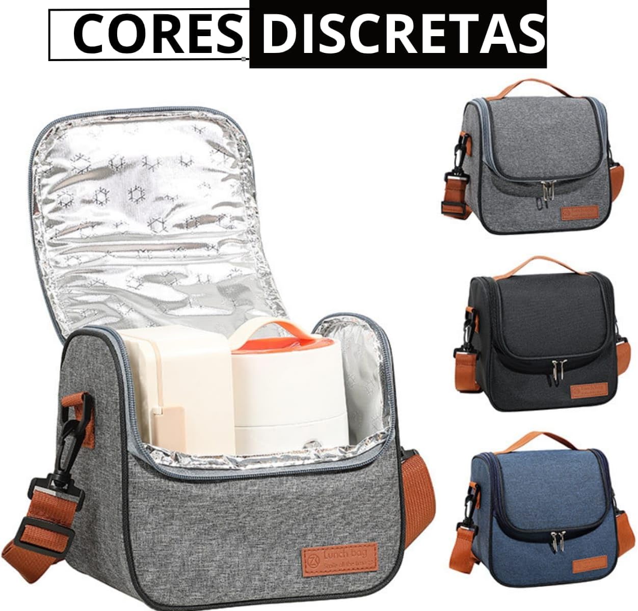 BOLSA TERMICA, MARMITA, PEQUENA, LANCHEIRA, ALÇA OMBRO, TRABALHO, PASSEIO ACADEMIA, PRETA, ESCOLA (Preta)