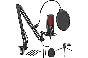 Tecurs USB Microphone Condenser, Complete PC Microphone Kit for Streaming, Podcast, and More