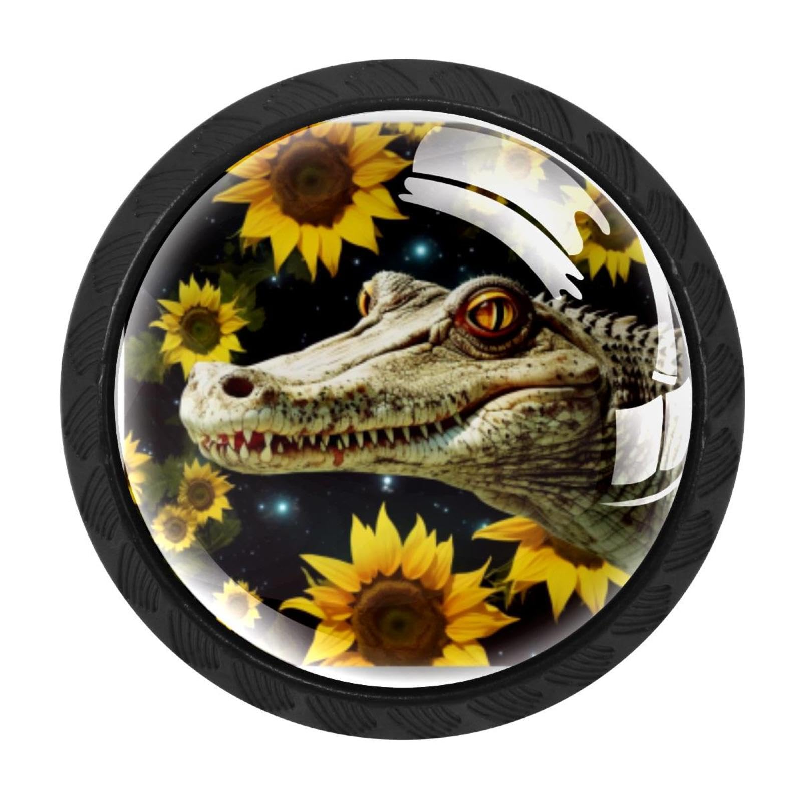 Chenzzzz Multicolored 01 4 Pcs Crocodile Starry Sunflower Crystal Glass Cabinet Knob Drawer Pull Handle For Kitchen Cupboard Dresser Wardrobe Etc