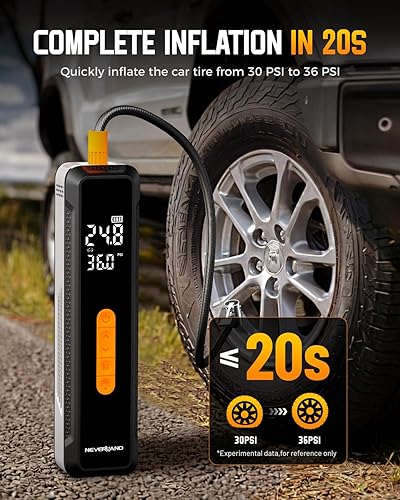 Miniatura 2 de Neverland Tire Inflator Portable Air Compressor - with High Capacity Battery, 150 PSI Air Pump for Car Tires, Electric Bike Tire Pump with Pressure