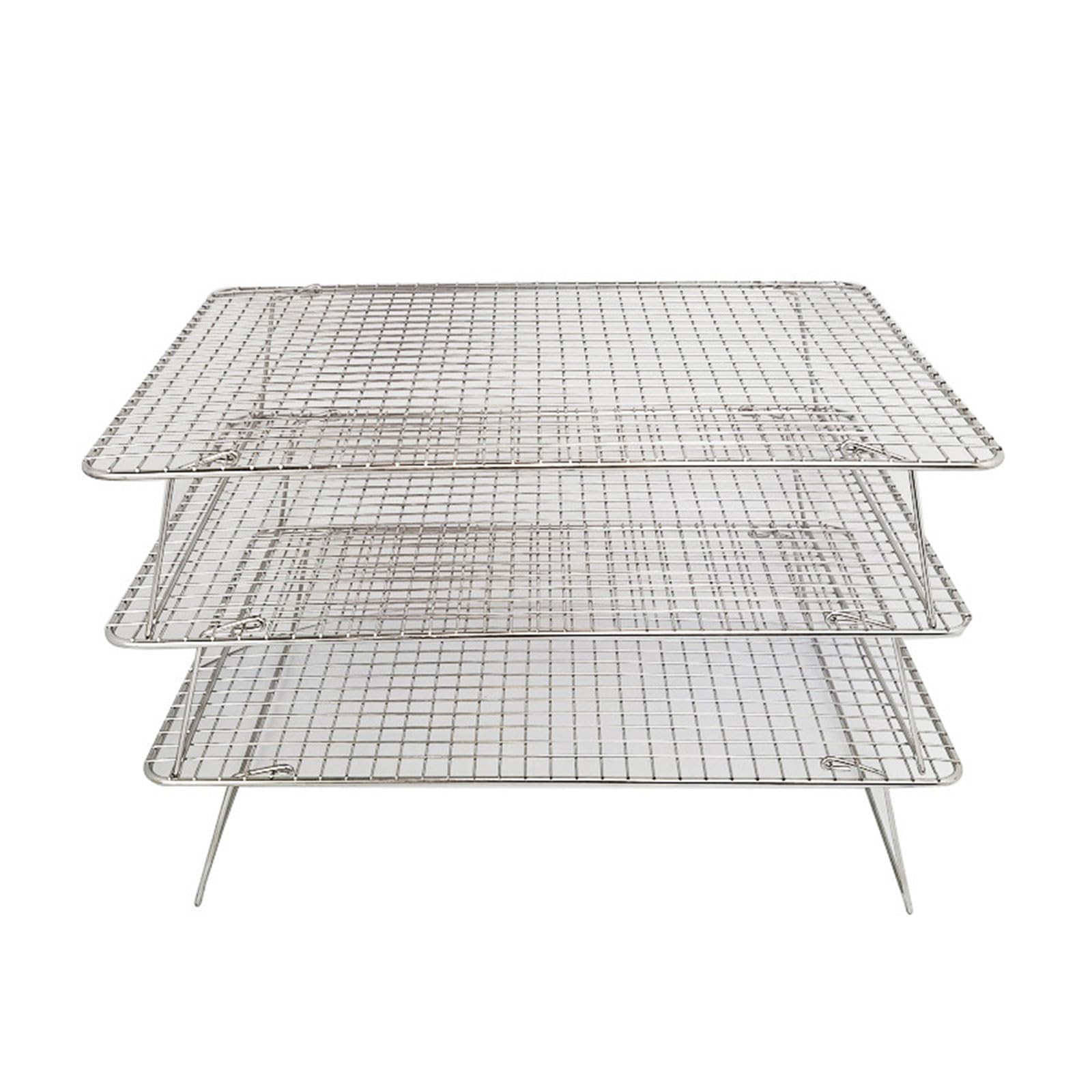 Griglia di raffreddamento da cucina a 3 sezioni per torte e pane, realizzata in acciaio inossidabile antiruggine con design pieghevole accessori da forno griglia di raffreddamento