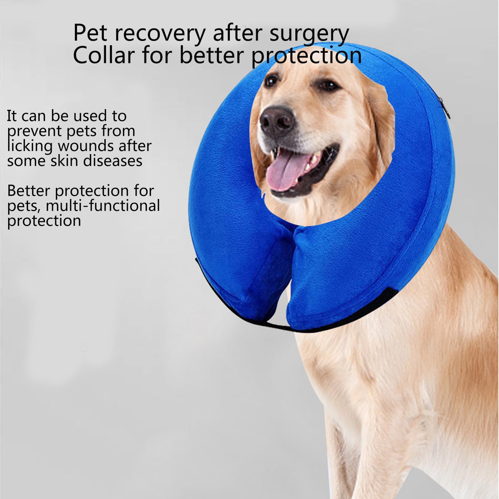 Remplacement De Cône De Chien Après Chirurgie pour Grands Et Moyens Petits Chiens, Collier De Cône Gonflable Doux pour Chiens Et Chats, Collier De Cou De Chien,B,XL