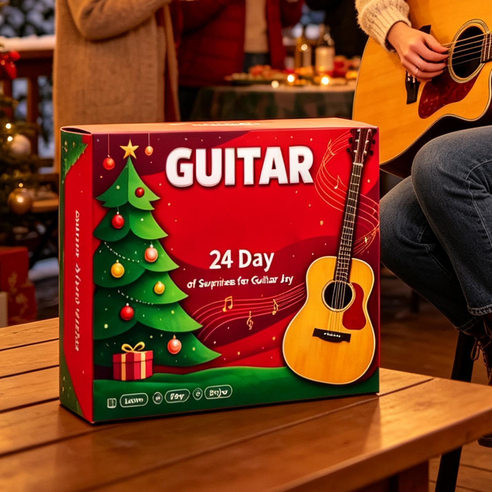 Calendario natalizio 2026, avvento con chitarra, 24 giorni