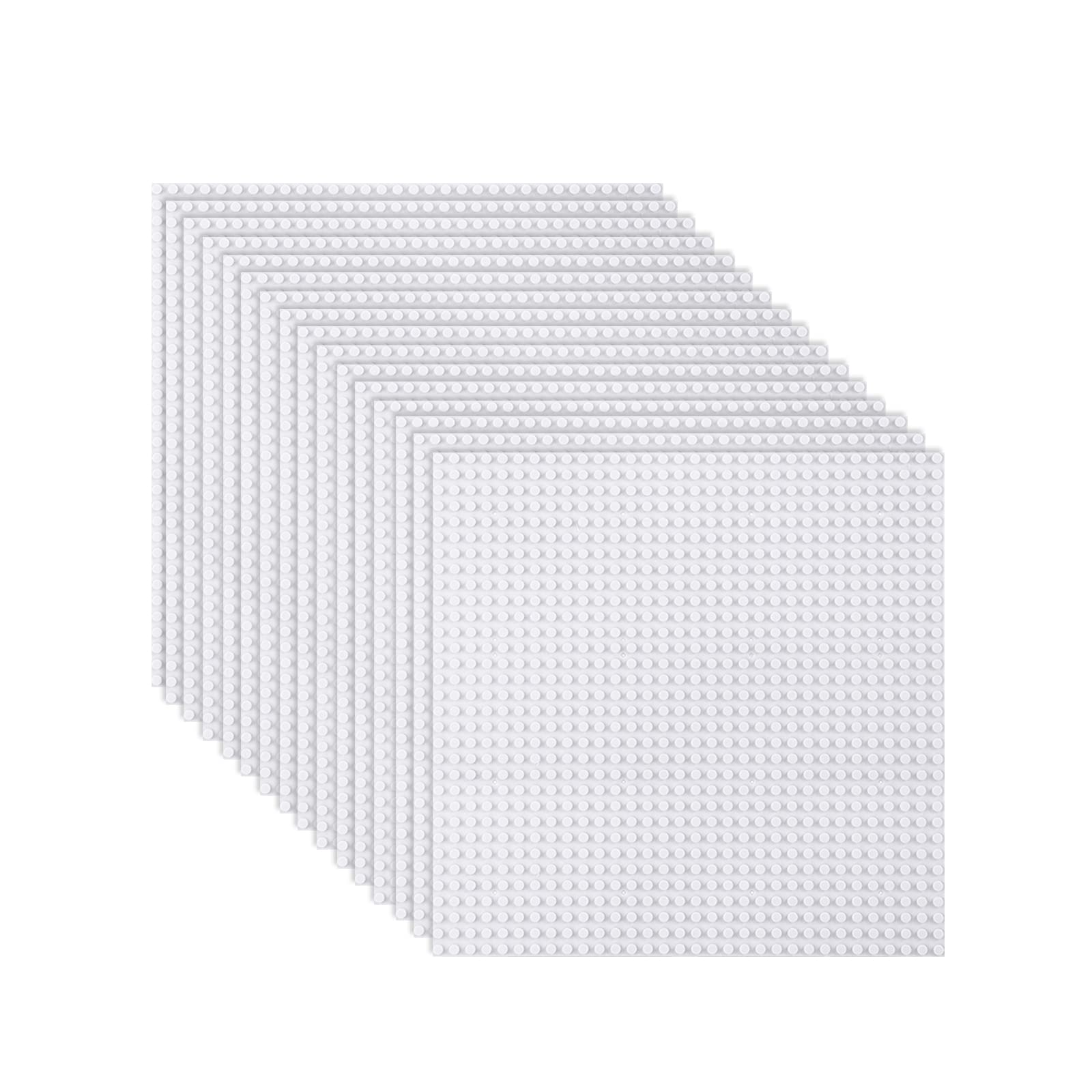 LVHEROClassic Baseplates Building Plates for Building Bricks 100% Compatible with All Major Brands-Baseplate, 10" x 10", Pack of 16 (White)