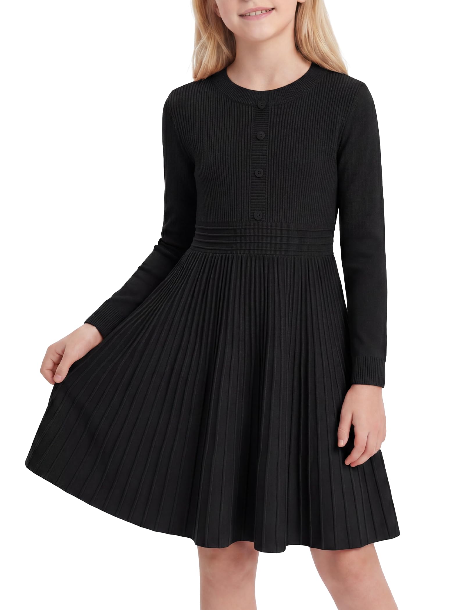 HOZIY Girls Sweater Dress Black Long Sleeve Church School Outfits Size 6