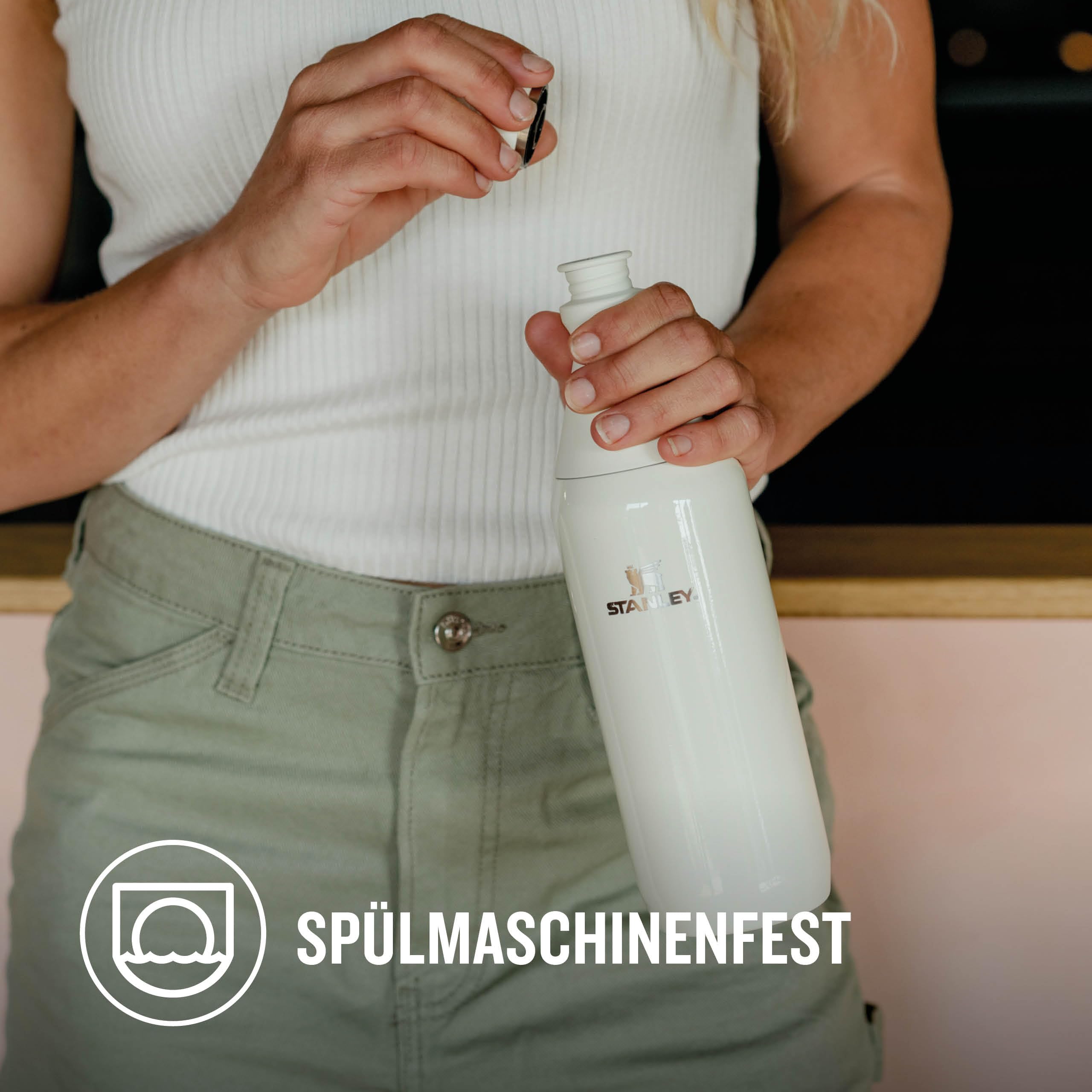Stanley 1913 All Day Slim Trinkflasche Edelstahl 0.6L - Thermosflasche Kühlt 6 Stunden - 11 Stunden Eisgekühlt - BPA-Frei - Auslaufsichere Wasserflasche - Spülmaschinenfest - Rose Quartz | Kühlt 6 Std. - 11 Std. eisgekühlt - Auslaufsicher - BPA-frei - Spü