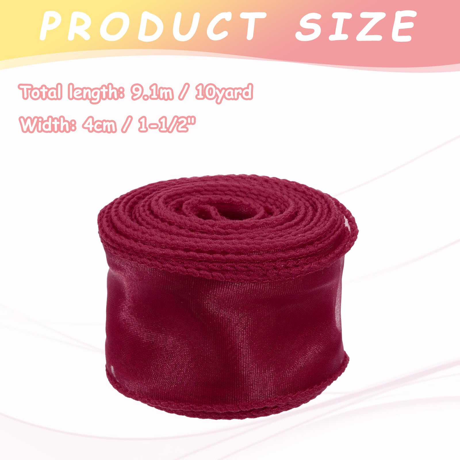 PATIKIL Wired Chiffon Ribbon 1-1/2 Inch x 10 Yard - Image 2
