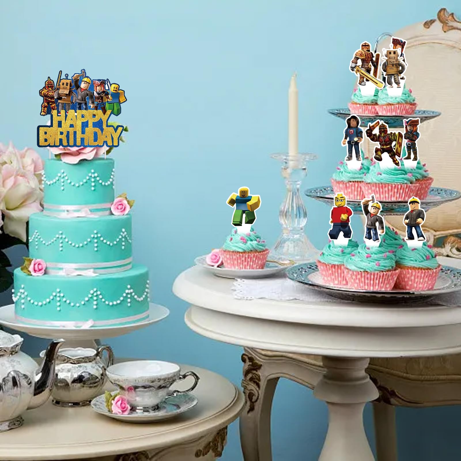 Fortnite Kuchen-Deko Set - 25-teilig Mit Cake Topper - Kindergeburtstag Deko, Nicht Essbar