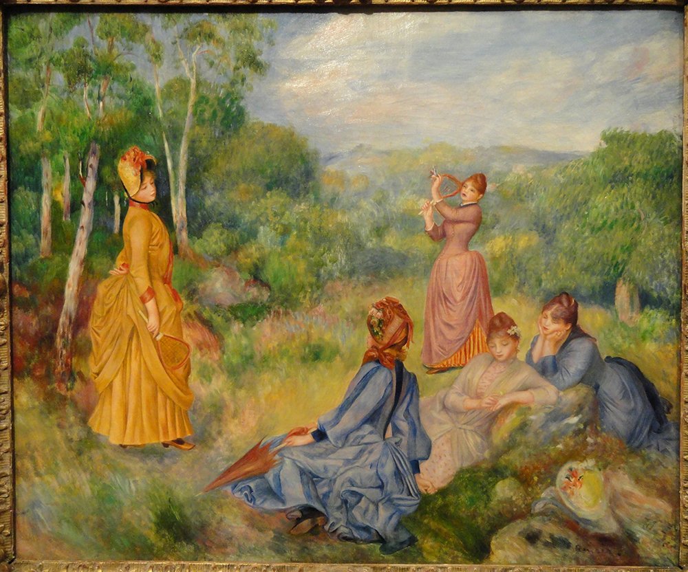Lámina Jeunes Filles de Renoir en marco negro para salón pequeño
